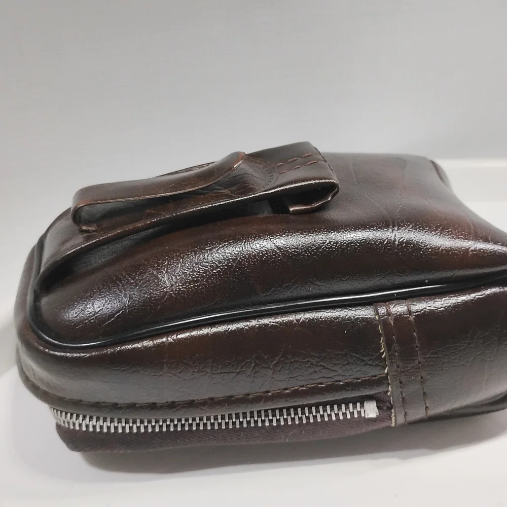 Vtg Wo/Men's Leather Belt Pouch Clip-on Waist Bag Soft 100% Cashmere Inside Nice